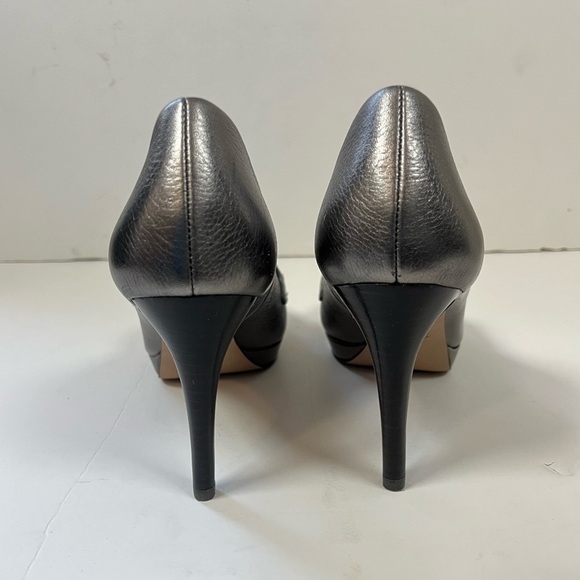 Coach Metallic Silver Leather Platform Loafers Size 6.5B - Picture 4 of 12